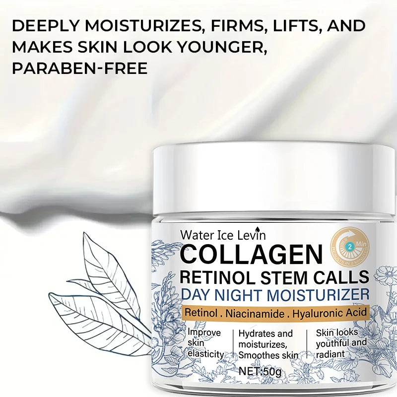 50g Collagen Retinol Stem Cell Day and Night Moisturizing Cream Retinol Niacinamide Hyaluronic Acid Improves Skin Elasticity Moisturizing and Nourishing