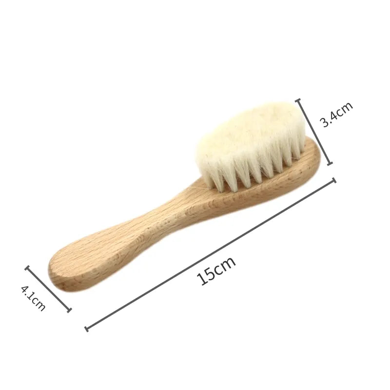 2pcs Baby Care Hair Wool Brush Beech Wood Comb Newborn Massage Comb Baby Shower Gift Set Natural Baby Brush