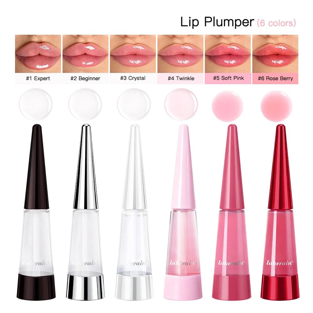 2pcs Instant High-Shine Lip Plumper Oil Gloss Deep Hydrating Volumizing Moisturizing Nourishing Glossy Full Lips Daily Lip Care Makeup