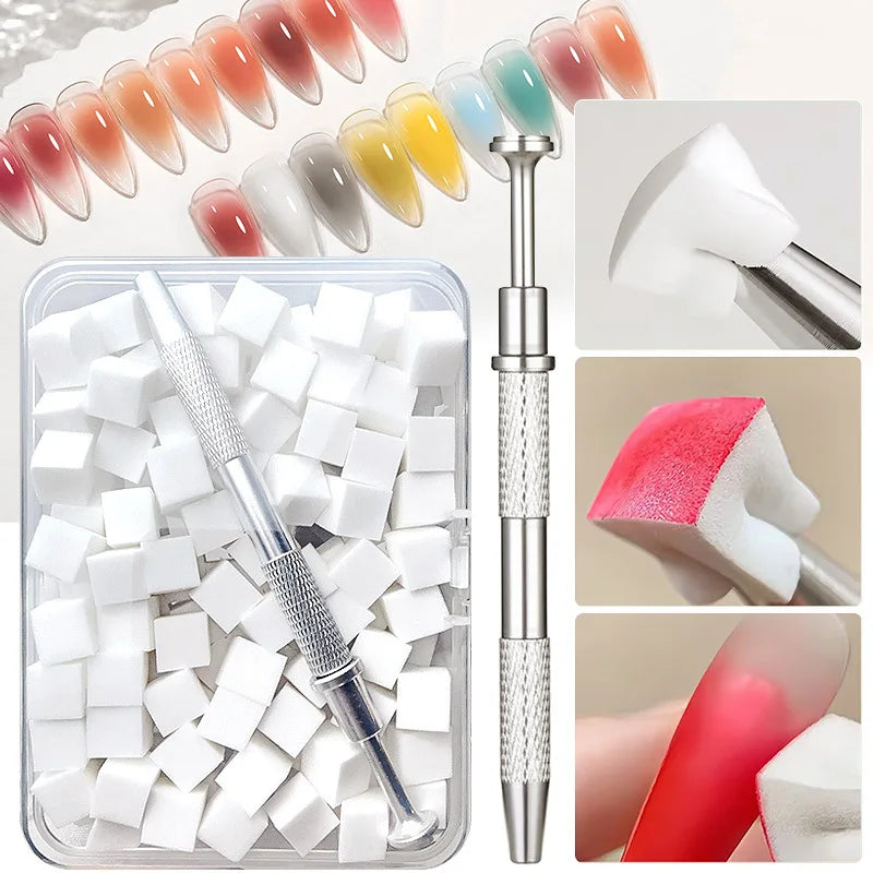 20/50/100PCS Nail Sponge & Grabber Clamp Set for Gradient Nail Art Gel Polish Design DIY Manicure Tools Professional Salon Use