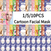 10PCSCute Cartoon Facial Mask Moisturizing Hydrating Mask Deep Moisturizing Tender Skin Mask Dog Panda Pig Animal Mask Skin Care