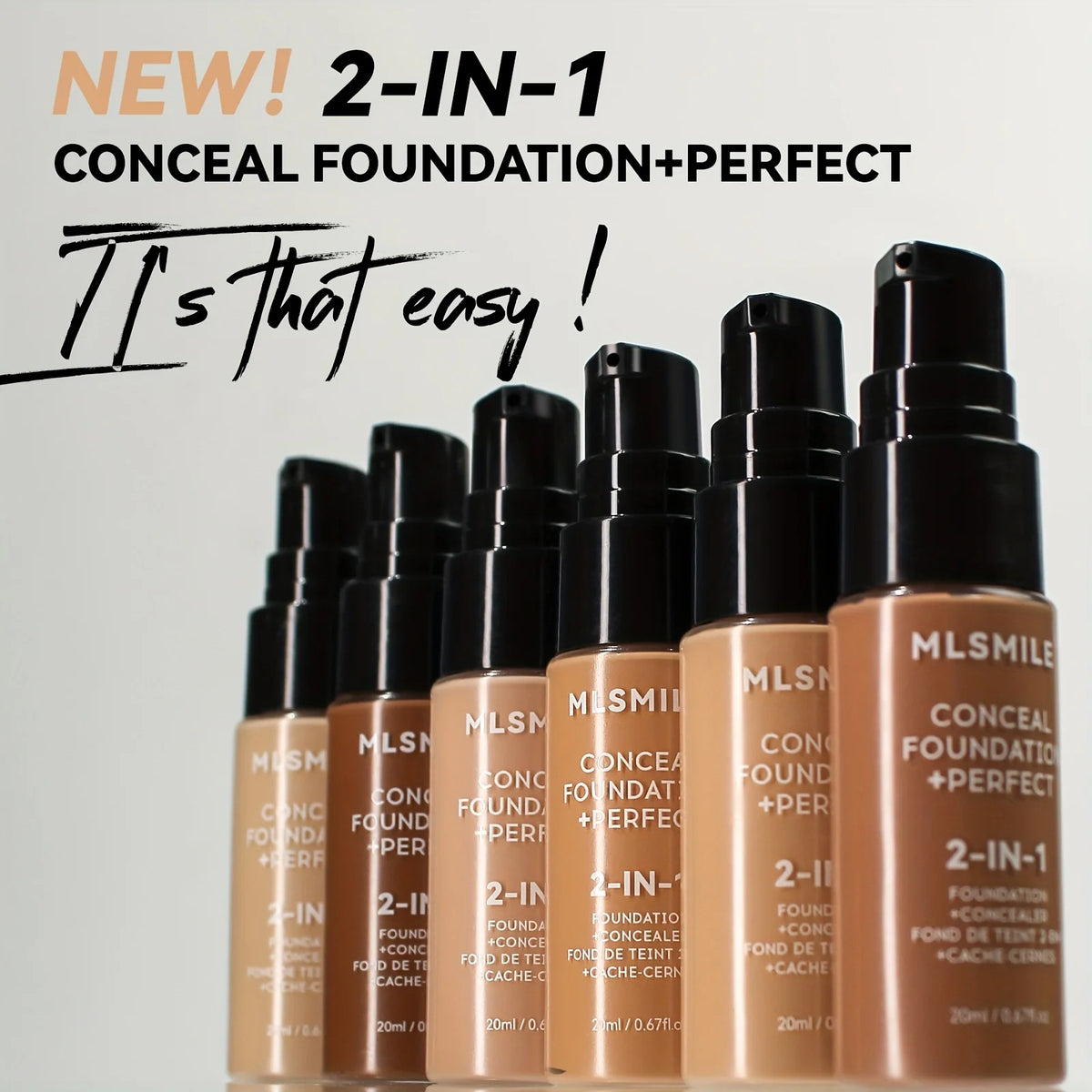 2-In-1 Oil Control Liquid Foundation And Conceal, Full Coverage Long Lasting Waterproof Foundation Makeup