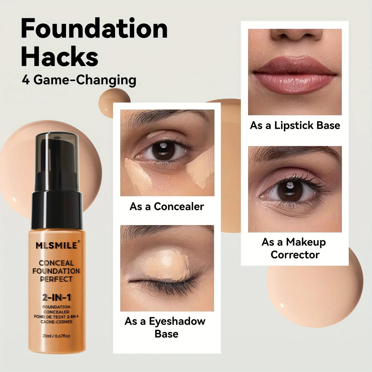 2-In-1 Oil Control Liquid Foundation And Conceal, Full Coverage Long Lasting Waterproof Foundation Makeup