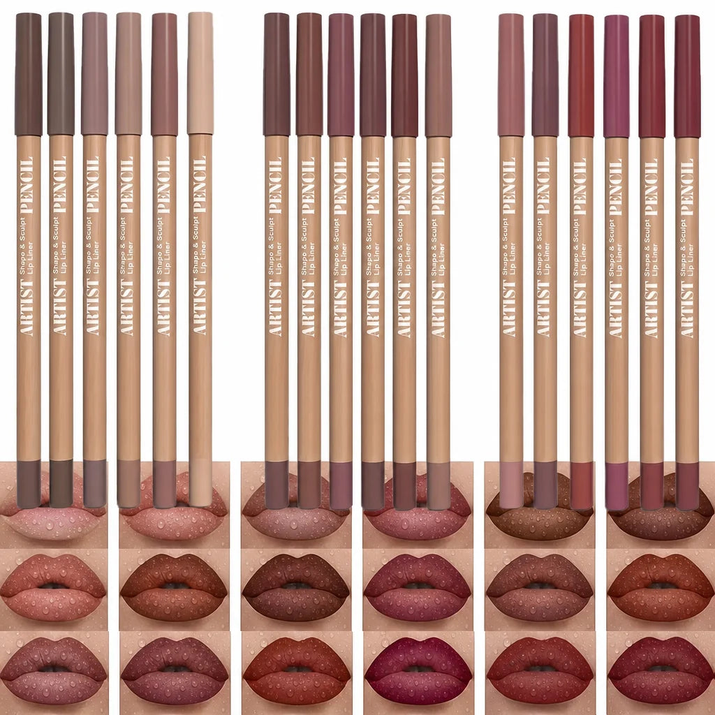 18-Color Matte Lip Liner Set - Waterproof, High Pigment, Soft & Long-Lasting Formula for All Skin Types