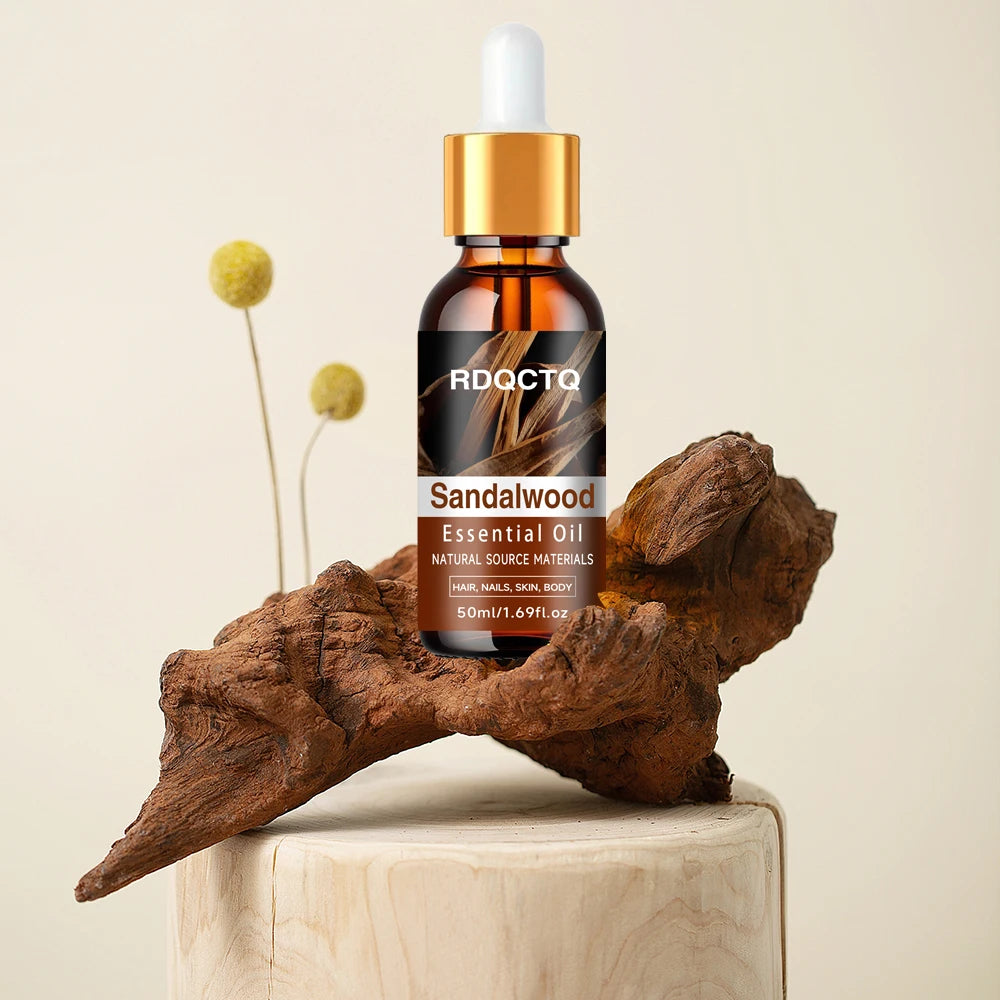 RDQCTQ Sandalwood Essential Oil: Organic Natural Oil for Hair Nails Skin Body - Pure Aromatherapy Care Moisturizer Serum