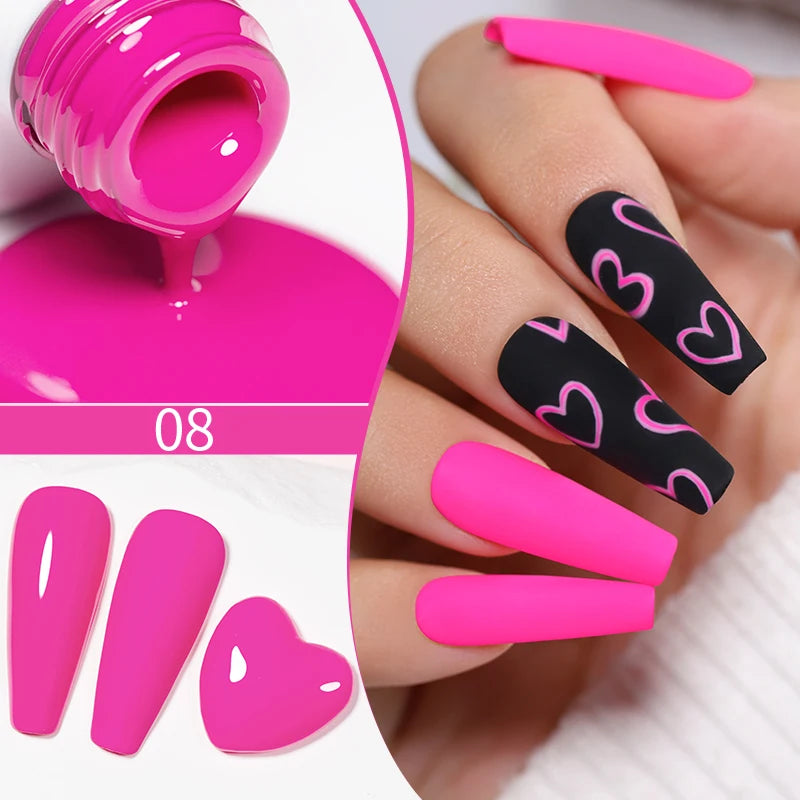 15ML Pink Color Gel Nail Polish High Glossy Romantic Nail Gel Long-Lasting Soak Off UV Nail Art Varnish Gift For Valentine's Day