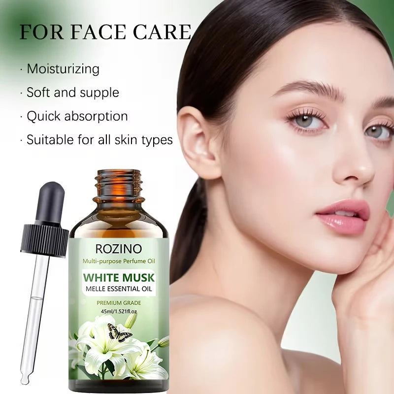 Premium White Musk Essential Oil, Multifunctional Perfume Oil, Advanced Moisturizing Oil, Suitable for Face, Nails, Hair, Eyelashes, Gua Sha, Body, and Massage. All Skin Types. Unisex. High-Quality Moisturizing Fragrance Esse