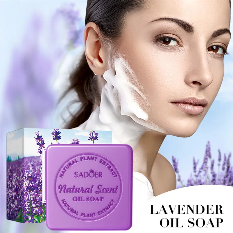 SADOER lavender essential oil soap, cleansing and moisturizing handmade soap for face and bath, has fresh and oil-control effect
