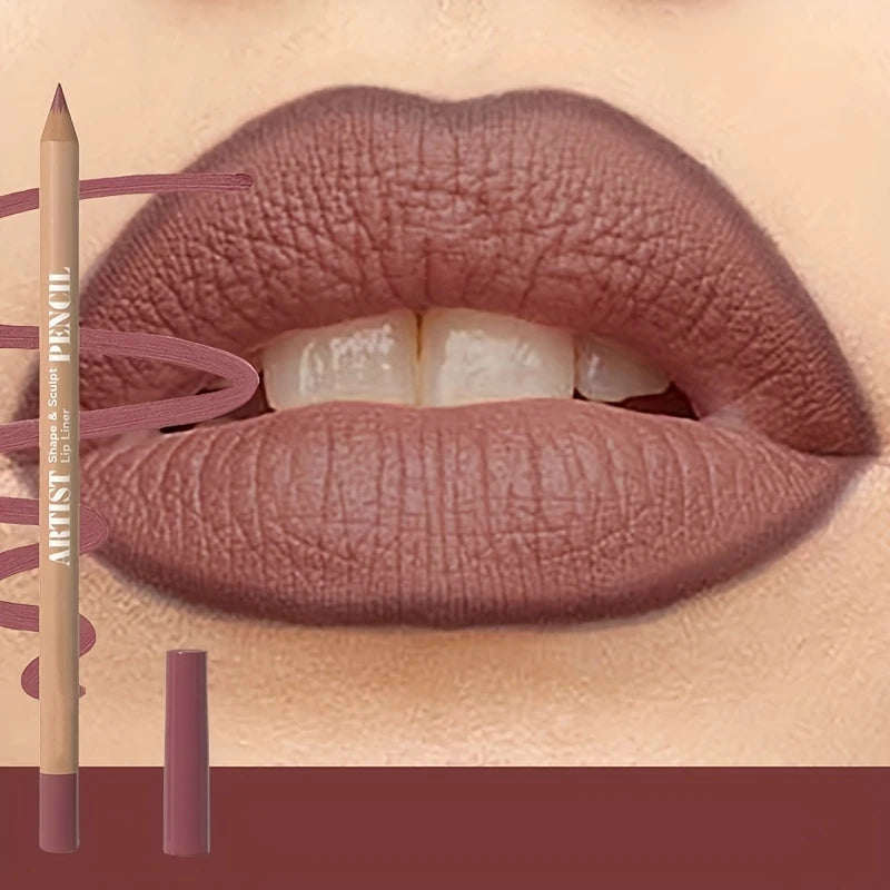 18-Color Matte Lip Liner Set - Waterproof, High Pigment, Soft & Long-Lasting Formula for All Skin Types