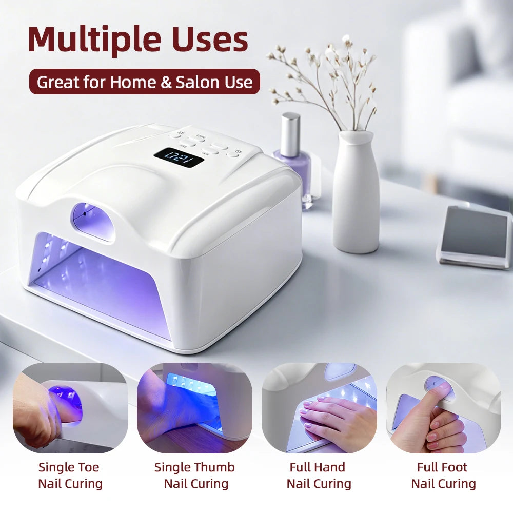 2 IN 1 Nail Dryer UV Light for Nail 78 LEDs Single Toe Finger Full Hand Nail Curing Dual Port Nail Lamp Auto Sensor Nail Art