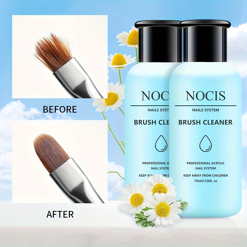 NOCIS 75ml Acrylic Nail Brush Cleaner Acrylic Brush Cleaner Liquid, Nail Gel Brush Cleaner Nail Artist Acrylic Brush Cleaner