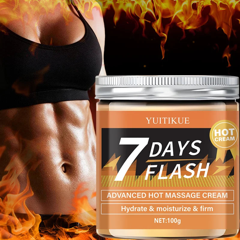 YUITIKUE 7 Days Flash Hot Cream 100g - Advanced Hot Massage, Firms & Moisturizes Skin, For Arms, Belly & Legs, Exercise Enhancer