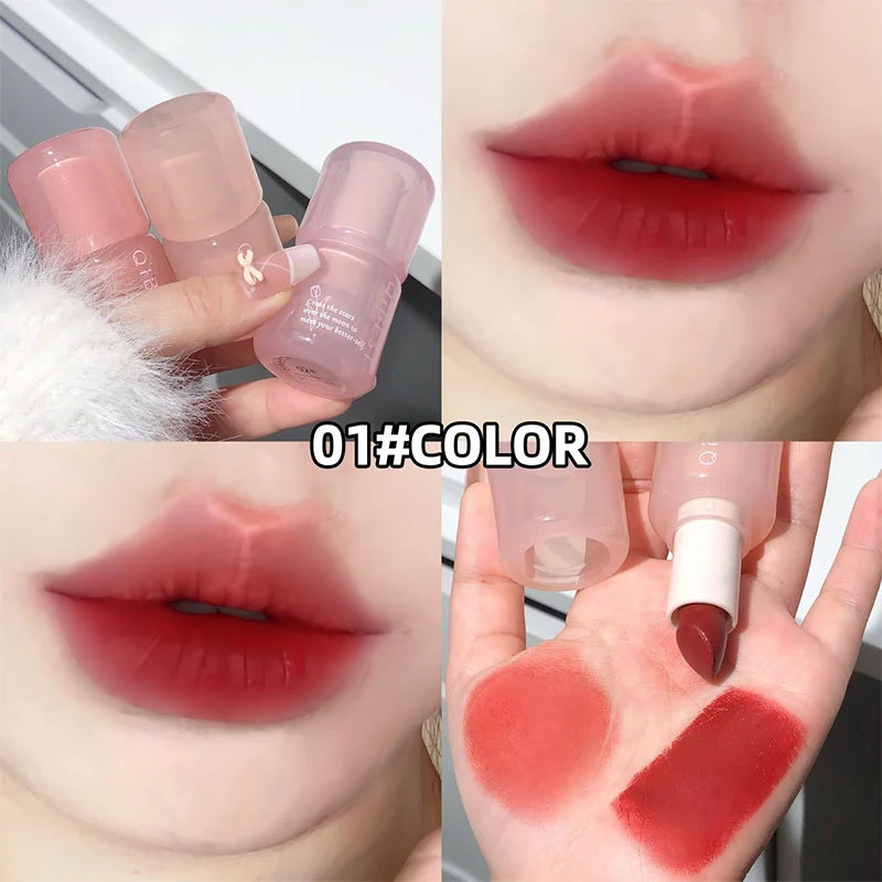 QIBEST Nude Matte Lipstick Waterproof Long Lasting Lip Stain Sexy Red Lipstick Tinted Lips Makeup For Women Korean Cosmetics