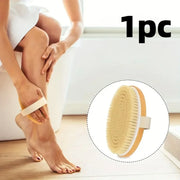1pc Natural Wooden Bristle Body Brush - Soft Wet Dry Massager for Deep Cleansing and Exfoliation,Personal Massager.