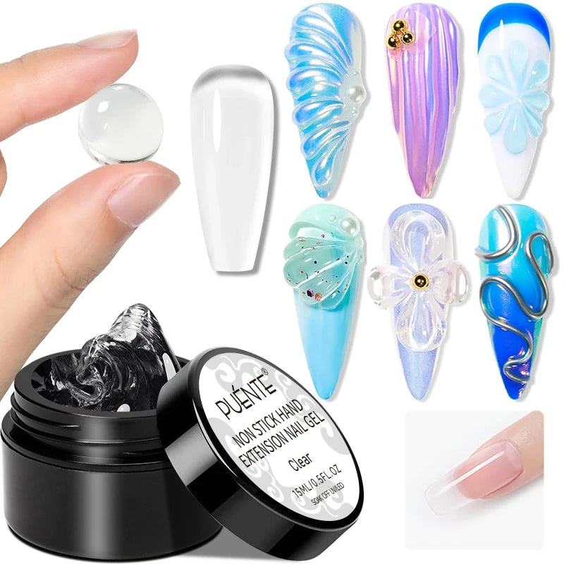 15ML Non Stick Hand Extension Nail Gel Clear White Pink Solid UV Gel Polish For Nail Building 3D Sculpute Carving For Manicure