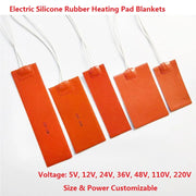 5V 12V 24V 110V 220V 380V Electric Silicone Rubber Heating Pads Blankets Sticker Heated Plate Mat Flexible Waterproof 3D Printer