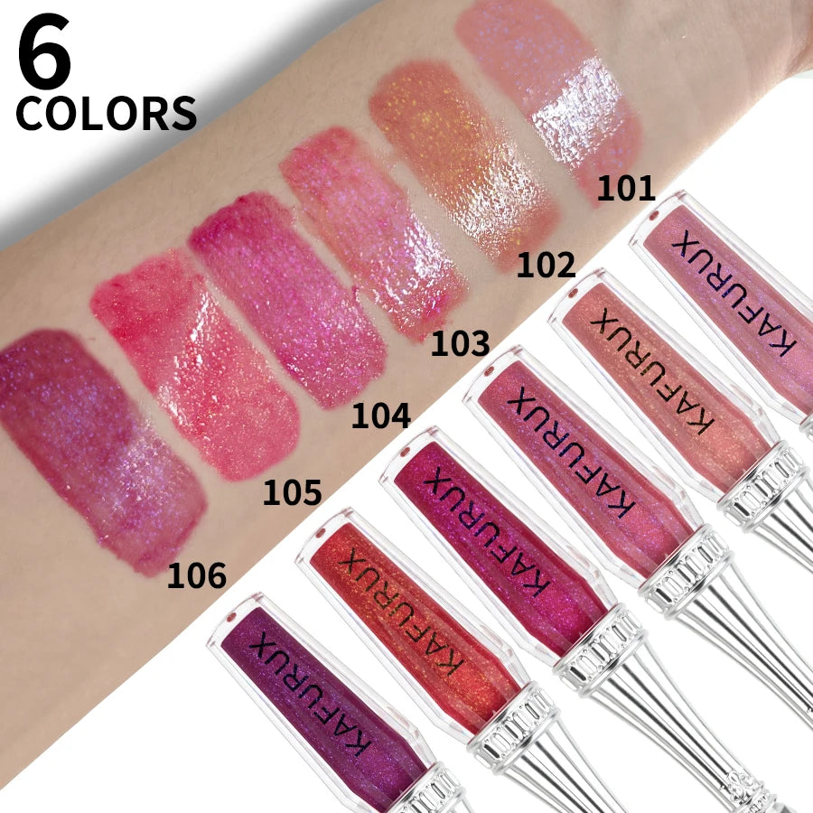 6 Colors Glitter 1pc Lip Glaze Long Lasting Lip Gloss Waterproof Liquid Lipstick Makeup Lip Oil Lip Tint Moisturizing Lip Balm