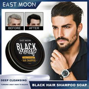 East Moon Black Hair Shampoo Soap Deep Beautiful Black Cleansing Anti Dandruff White Hair Turns Black Moisturizing Hair Dye