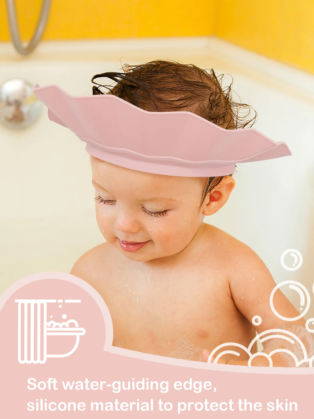 Soft Comfortable Adjustable Kids Shower Cap Toddler Hair Washing Bath Protection,Water-Resistant Hair