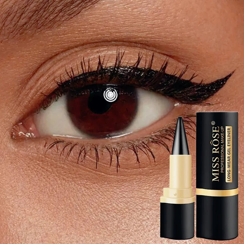 Waterproof Eyeliner Gel Matte - 24H Quick-drying Rich Pigment Single Head Gel Pencil Smudge-proof Long-lasting Black
