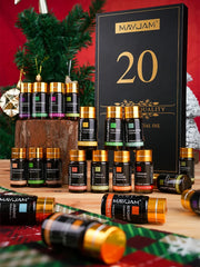 MAYJAM Christmas Gift Essential Oils Set,20 Bottles Fragrance Oils Lavender Jasmine Eucalyptus Vanilla Frankincense Peppermint Sandalwood Sweet Orange Ylang Ylang Rose Bergamot Tea Tree Cinnamon Geranium Patchouli Citronella