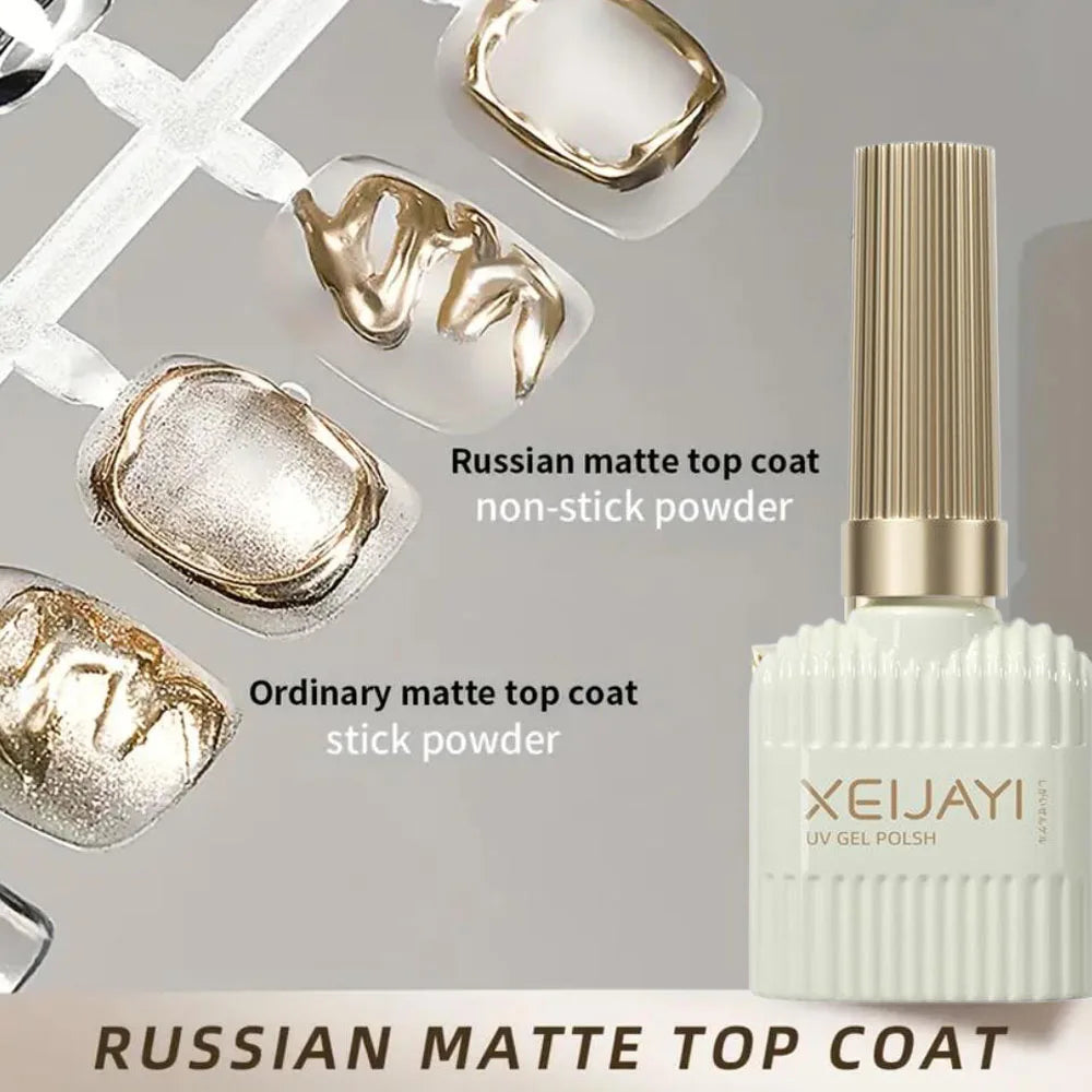 15ml Russian Matte Top Coat Nail Gel Non-stick Powder Semi-permanent Matte Top Nail Gel Varnish Nail Polish Base Top Coat Tool