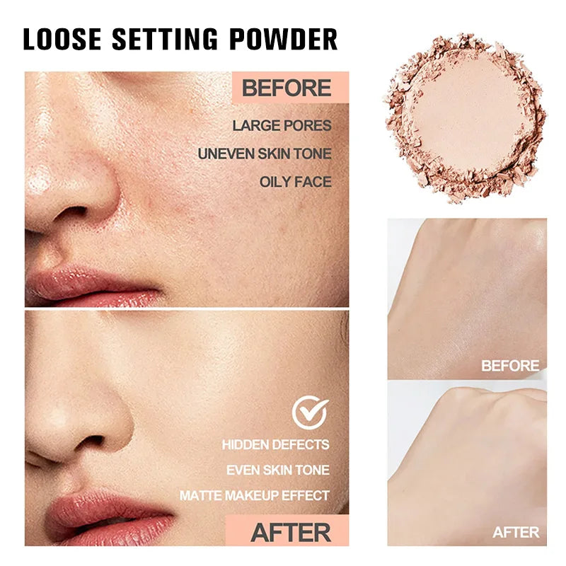 6 Colors Banana Luxury Powder for Women Face Foundation Banana Powder Bottles Loose Powder Authentic Oil-Control Beauty Make Up