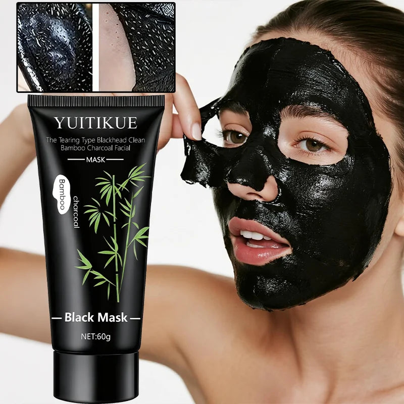 YUITIKUE 60g Bamboo Charcoal Black Mask - Deep Cleansing Peel-Off Blackheads & Impurities Pore Purifying Treatment
