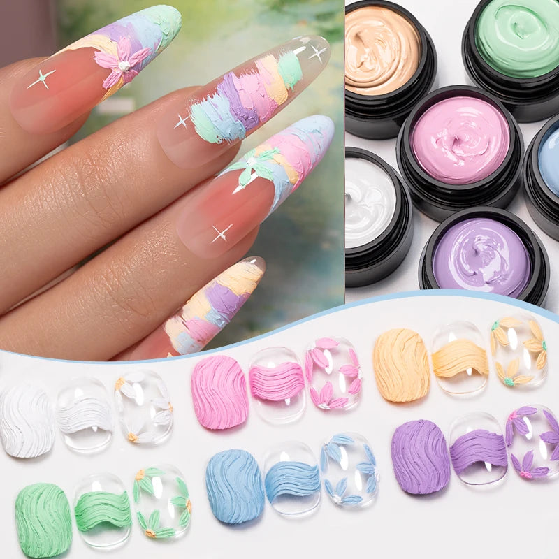 PUENTE 5ML Matte Oil Painting Gel Nail Polish Macaron Colors 3D Drawing Modeling Nail Art Gel Soak Off UV Nail Art Gel Varnish