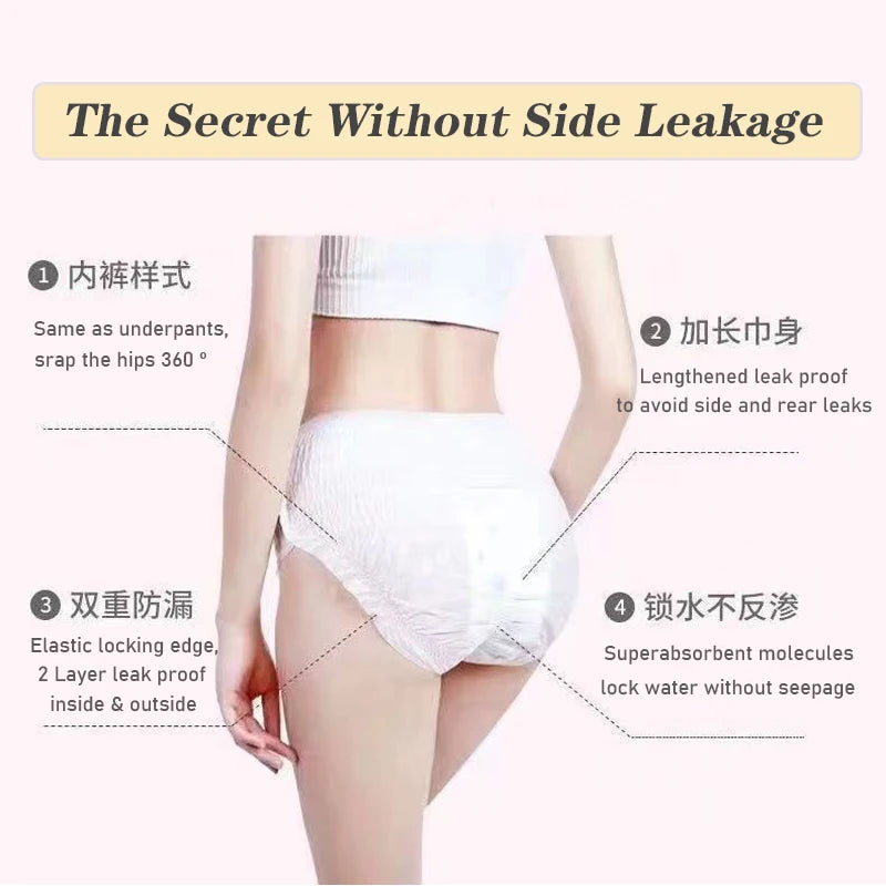 10Pcs Feminine Hygiene Disposable Menstrual Pants Women Sanitary Pad Plus Size Period Panties Leakproof Menstrual Sleeping Pants