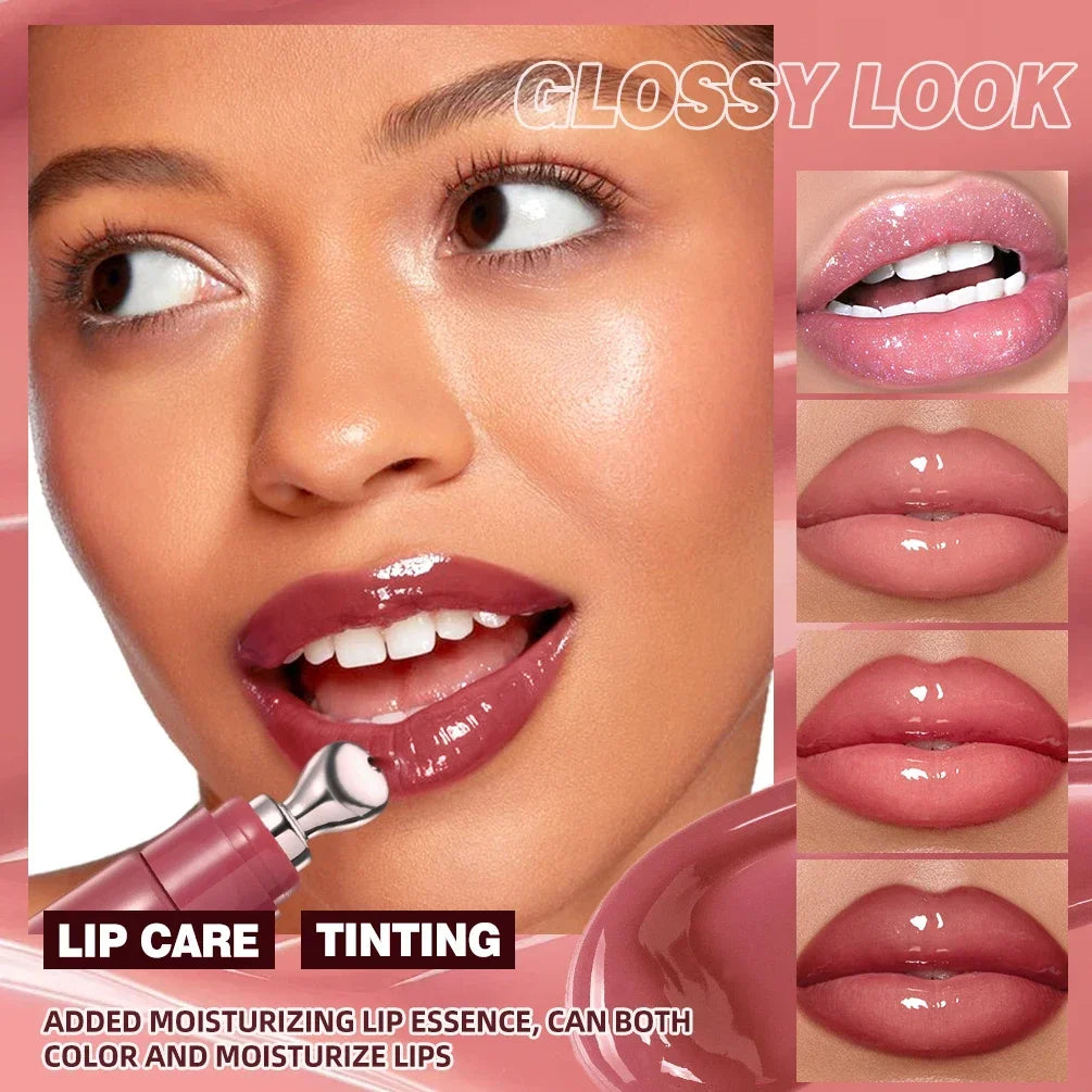 QIBEST 4 Colors Mirror Pearl Fine Shimmering Hydrating Pipe Lip Gloss Moisturizing Crystal Gloss Lip Glaze Layering Lip Makeup